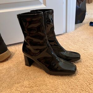Aldo Shiny Black Heeled Boots